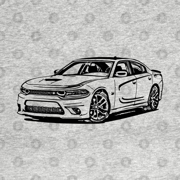 2023 Charger Hellcat Car Sketch Art by DemangDesign